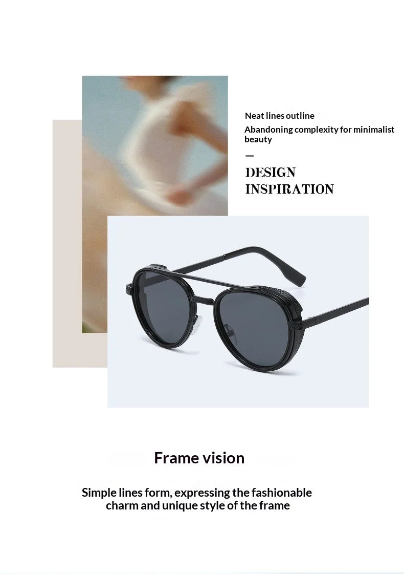 2026 Neue Luxus Steampunk Sonnenbrille, Metallrahmen Ovale Vintage-Brille, Modische Sonnenbrille für Damen, Fahrerbrille für Herren