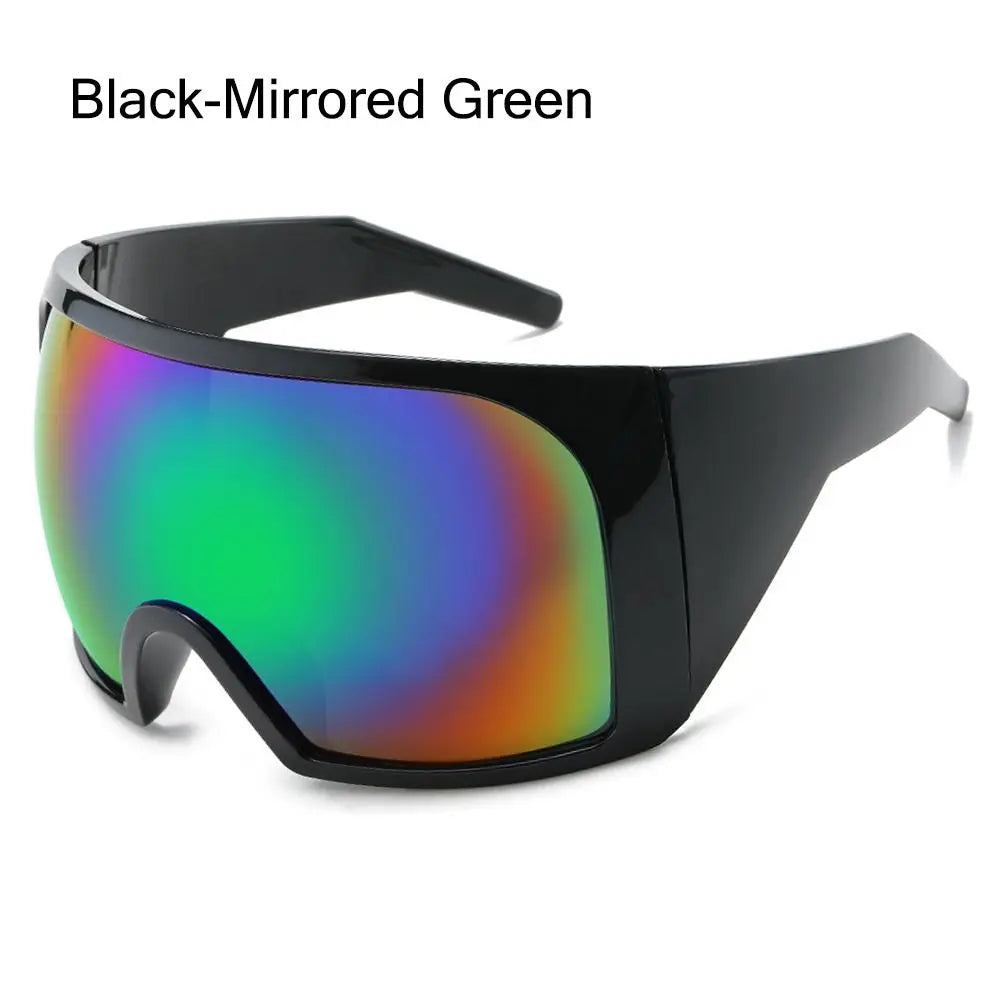 Futuristische Wrap-Around-Sonnenbrille Rave gebogene Linse UV400-Schutz 2000er Brillen übergroße Y2K-Sonnenbrille für Frauen und Männer