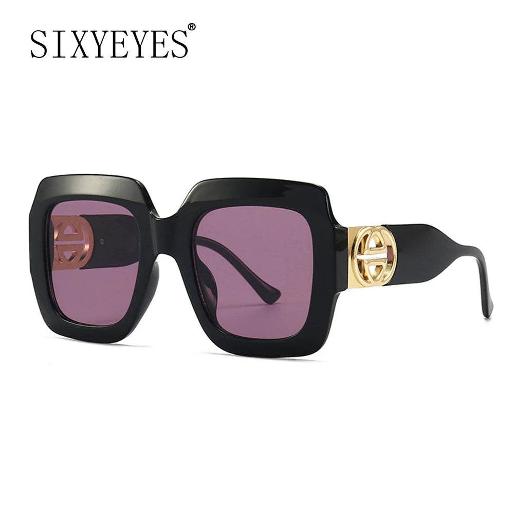2024 Retro übergroße quadratische Sonnenbrille Frauen Luxusmarke Big Frame Sonnenbrille für Männer Vintage Punk Shades UV400 Tendy Brillen