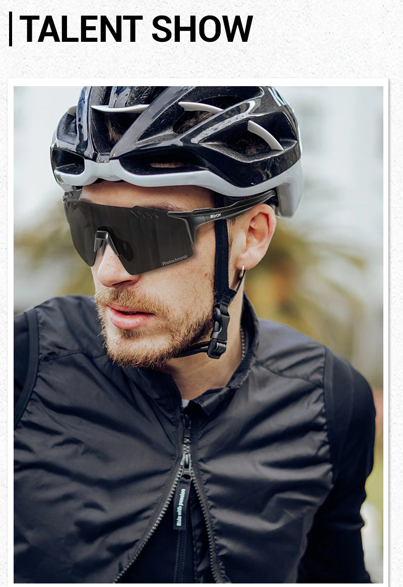 SCVCN Photochrome fahrrad Radfahren brille UV400 Fahrrad reiten Brillen Sport MTB Outdoor Sport Golf Camping Fahren Okulare