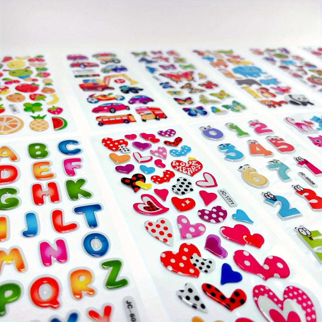 6 Stück Buchstaben Zahlen Aufkleber 3D Puffy Cartoon Alphabet Aufkleber für DIY Handwerk Scrapbook Notebook Label Party Decor ZSY
