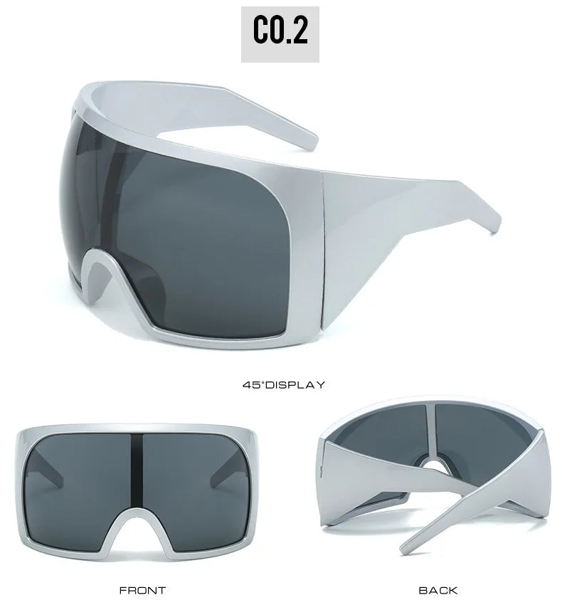 Übergroße Sonnenbrille für Herren, umwickelt, windabweisend, persönlich, große Farbtöne, futuristische Mode, Zukunftsschild, Uv400, Radfahren, Motorrad