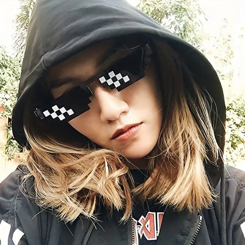 2 Stück Mosaik Sonnenbrille coole Party Vintage-Sonnenbrillen für Männer pixel ige Sonnenbrille lustige Frauen Brille