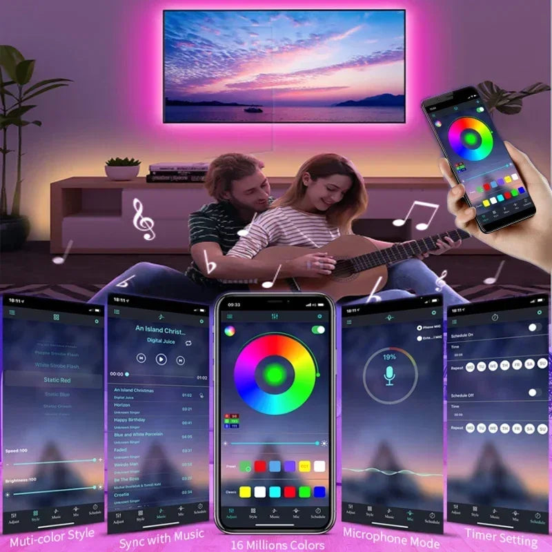 RGB LED Streifen Lichter 5V USB Led Licht Farbwechsel Fernbedienung APP Steuerung Farbwechsel Flexible Lampe Band 1M-30M TV Hintergrundbeleuchtung