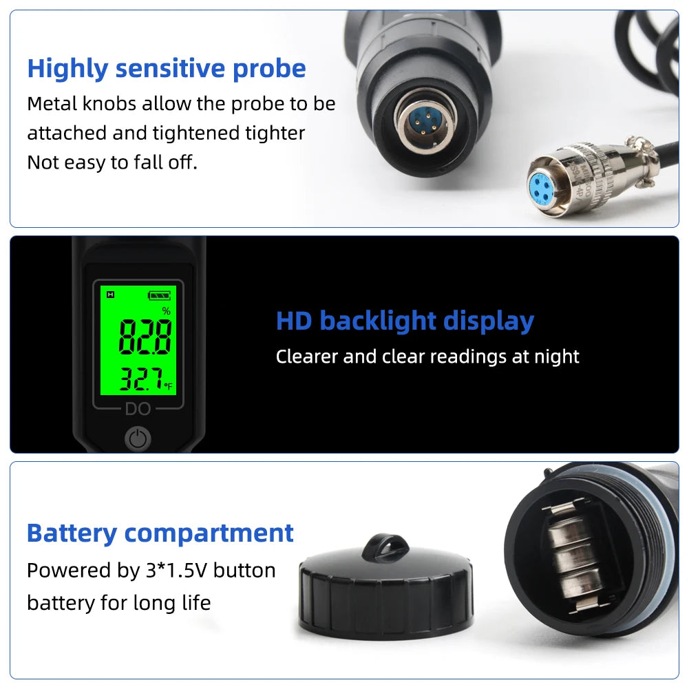 Bluetooth Digital Messgerät für gelösten Sauerstoff Profession eller Analysator für gelösten Sauerstoff Sauerstoff konzentration tester 0,0-40,0 mg/l