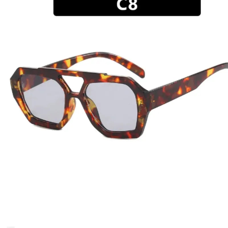 Grenzüberschreitende europäische und amerikanische Doppelstrahl-Sonnenbrille, unregelmäßige Sonnenbrille, 2023, neue personalisierte Retro-Sonnenbrille, beliebt auf dem Intern