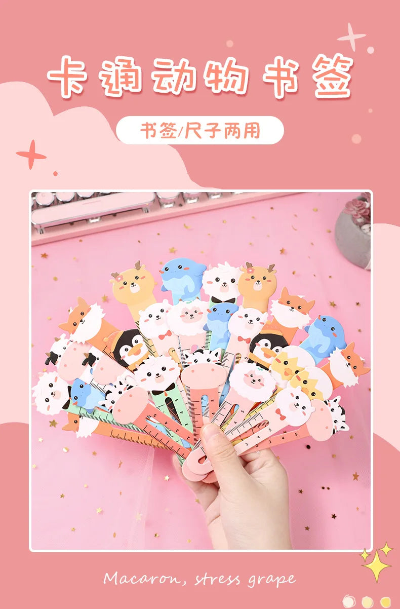 50 Stück Cartoon niedliches Tier Papier Lesezeichen Karte Anzug Mini Lineal Lesezeichen Marker Clip Student kreatives Briefpapier Geschenk Awards