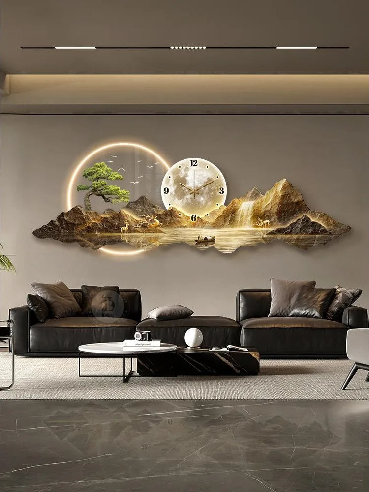 Kreative Uhr Hängen Malerei Wand Dekoration LED Wandbild Wohnzimmer Visuelle Dekoration Hängen Uhr Nordic Hause Dekoration