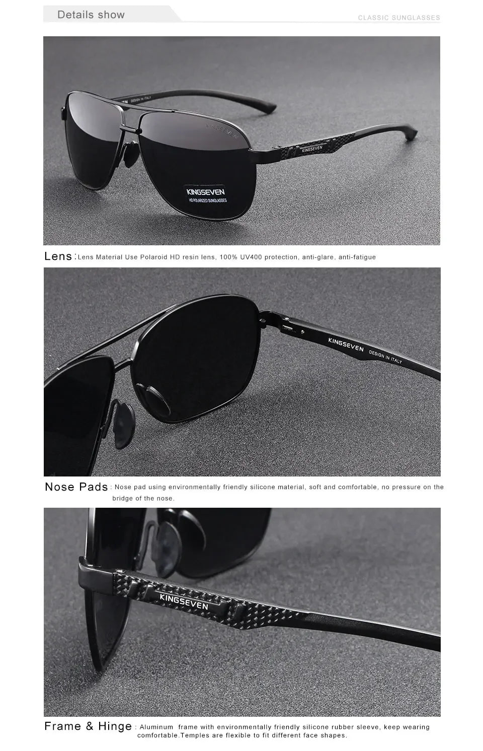 KINGSEVEN Polarisierte Aluminium Sonnenbrille Männer UV400 HD Objektiv Pilot Augenschutz Photochrome Gläser Frauen Nachtsicht Brillen