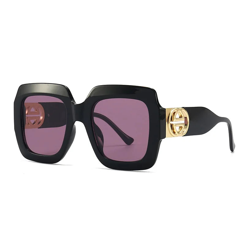 2024 Retro übergroße quadratische Sonnenbrille Frauen Luxusmarke Big Frame Sonnenbrille für Männer Vintage Punk Shades UV400 Tendy Brillen