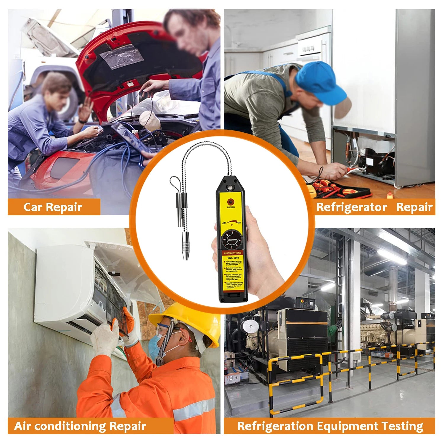 Lecksucher Freon Halogen Gasdetektor Klimaanlage Kältemittel R22 R410A R134A R1234YF CFCs HCFCs HFCs Leckerkennungswerkzeug
