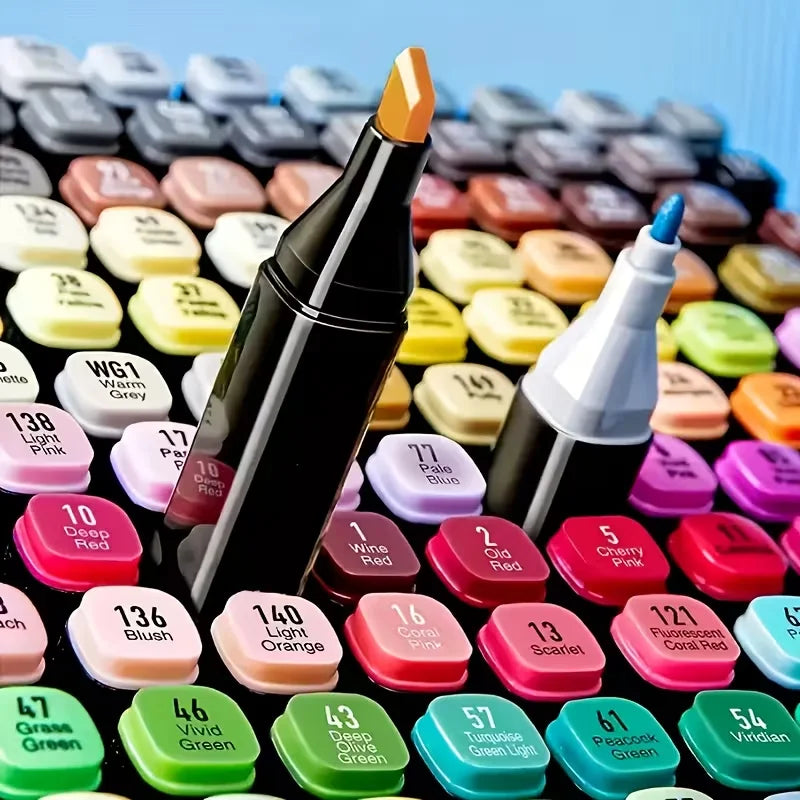 24Farben Alkoholmarker Kunstmarker mit zwei Spitzen zum Ausmalen, Zeichnen, Skizzieren, Kartenmachen und Illustrationen