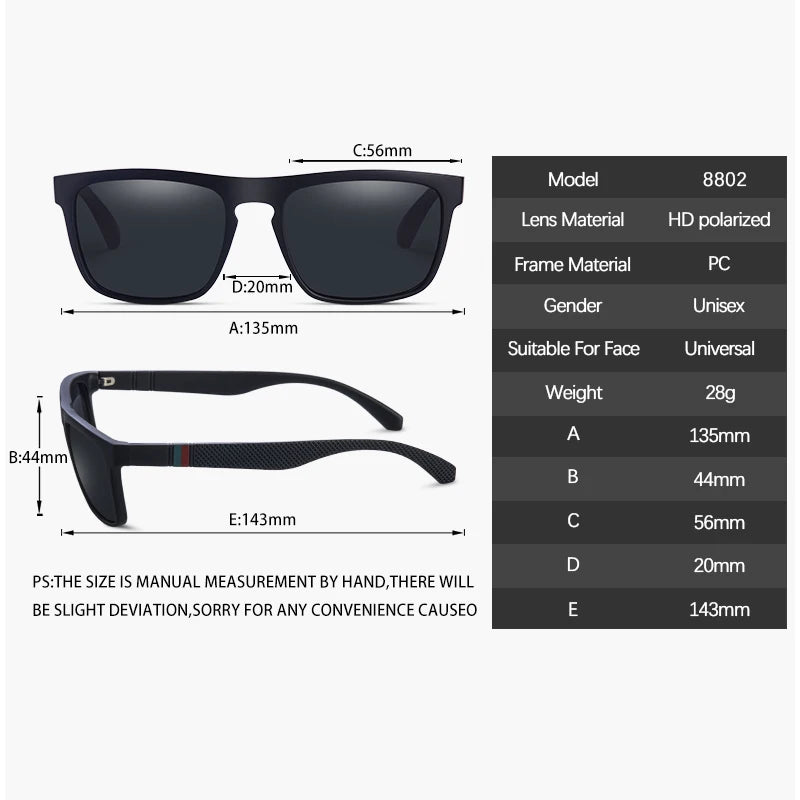 Mode Quadrat Vintage polarisierte Sonnenbrille Männer Frauen Retro fahren Angeln Sonnenbrille UV400 Brillen