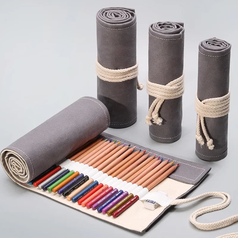 Bleistift Fall Schule Liefert student Kunst Stift Tasche Beutel Leinwand Stift Wrap Rolle Make-Up Kosmetik Pinsel Stift Lagerung Schreibwaren