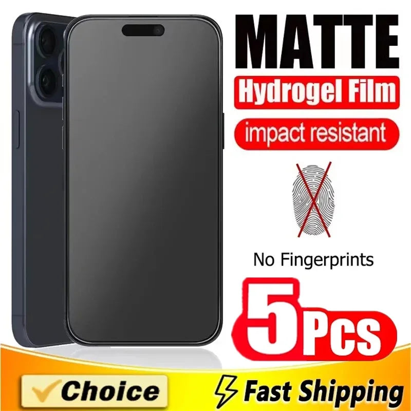 5 Stück matte Hydrogelfolie für iPhone 16 14 13 12 11 15 Pro Max Mini Frosted Displayschutzfolie für iPhone XS X XR 7 8 14 15 16 Plus