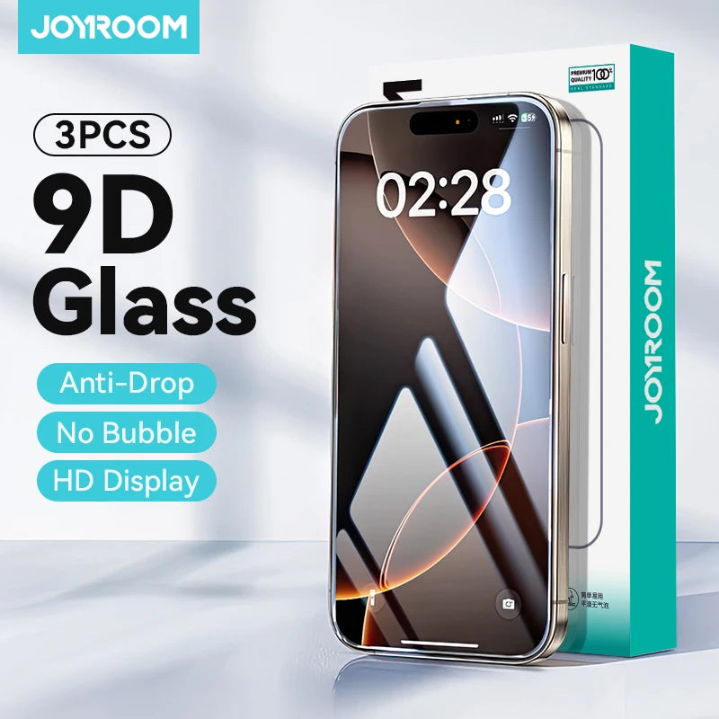 Joyroom 1/2/3 Stück HD-Glas für iPhone 17 16 15 14 13 12 Pro Max Displayschutzfolie für iPhone 17 16 Pro Max Glas gehärtetes Glas