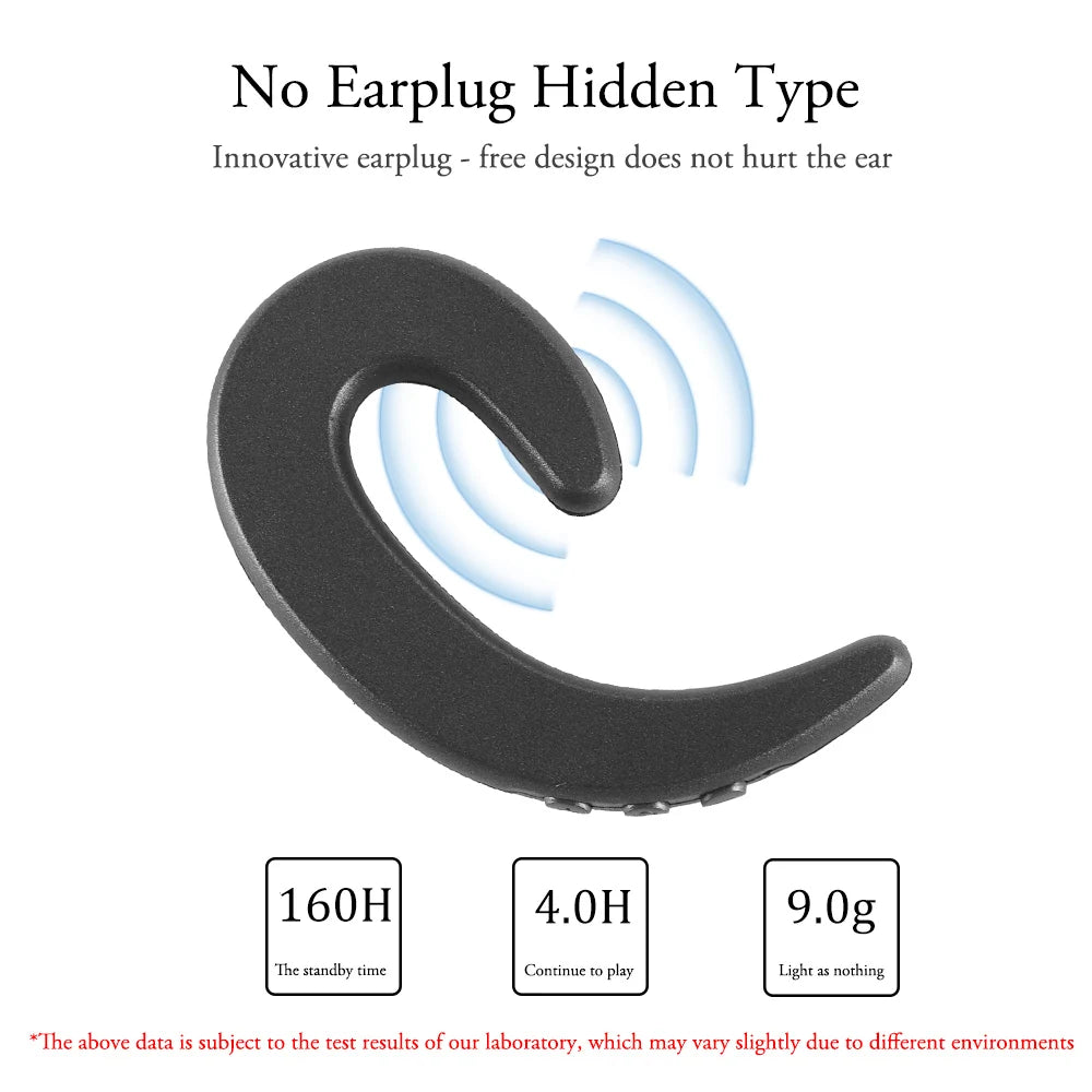 Bluetooth 4.1 Kopfhörer, kabellos, Einzelohr-Knochenleitungs-Headset mit Mikrofon, leicht, schmerzlos, Ohrhörer zum Aufhängen für Sport