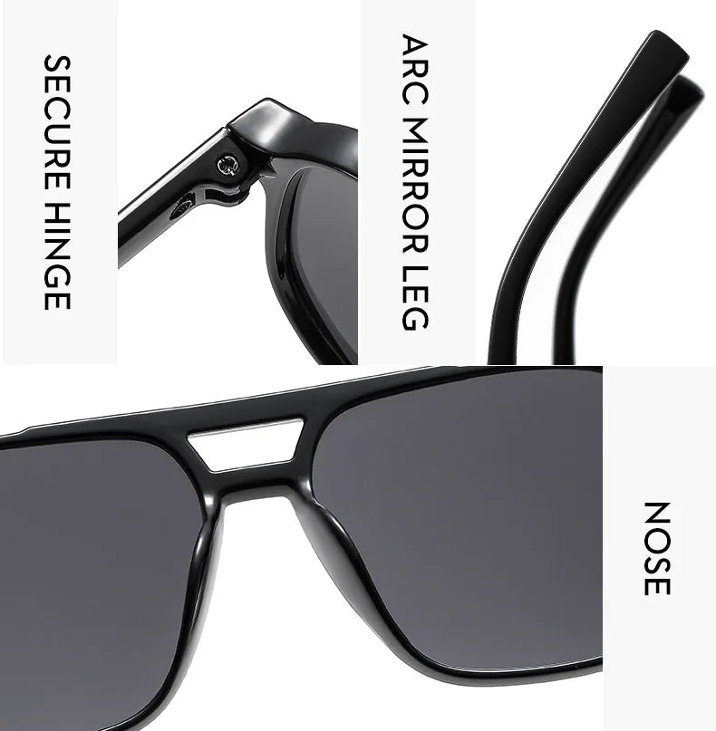 Vintage Quadratische Sonnenbrille für Frauen Männer Dicker Rahmen Doppelte Brücken Brillen Weibliche Chic Polygon Sonnenbrille UV400 Shades