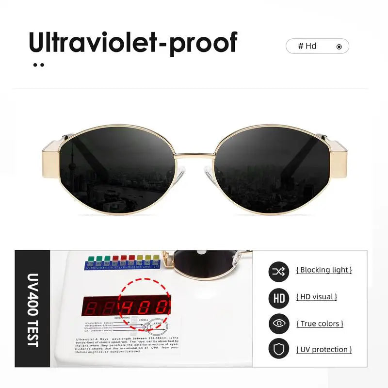 Retro Steampunk Sonnenschutz Sonnenbrille Vintage Neue Damen Metall Oval Sonnenbrille Damen Klassische UV400 Sonnenschutz Brillen