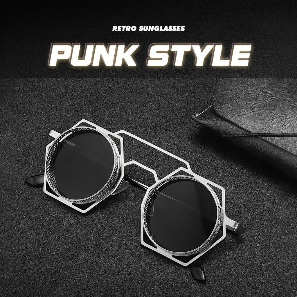 Steampunk Runde Sonnenbrille Frauen Männer Gothic Metall Rahmen Fahren Sonnenbrille Weibliche Stilvolle Goggle UV400 Shades Brillen Oculos
