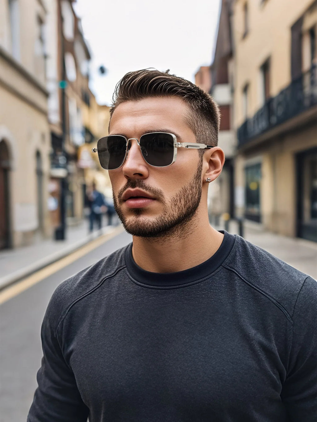 Männer Fahren Sonnenbrille Vintage Steampunk Quadratische Sonnenbrille Metallrahmen mit Federscharnieren Frauen Okular Trendige Fahrerbrille