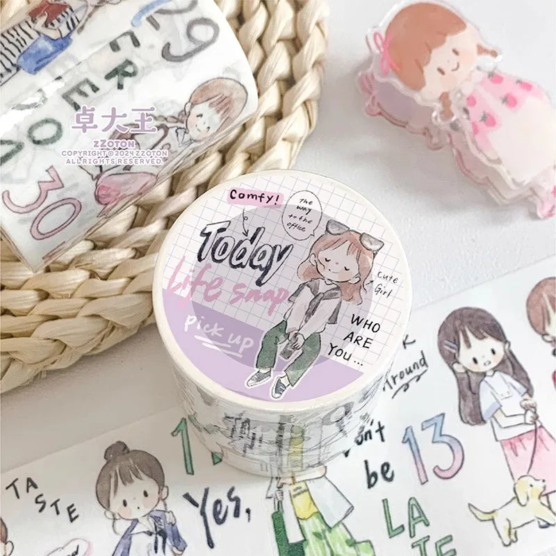 ZZOTON's Daily Wear, Washi Pet Tape, gestanzter Aufkleber, Rollenpapiermaterial