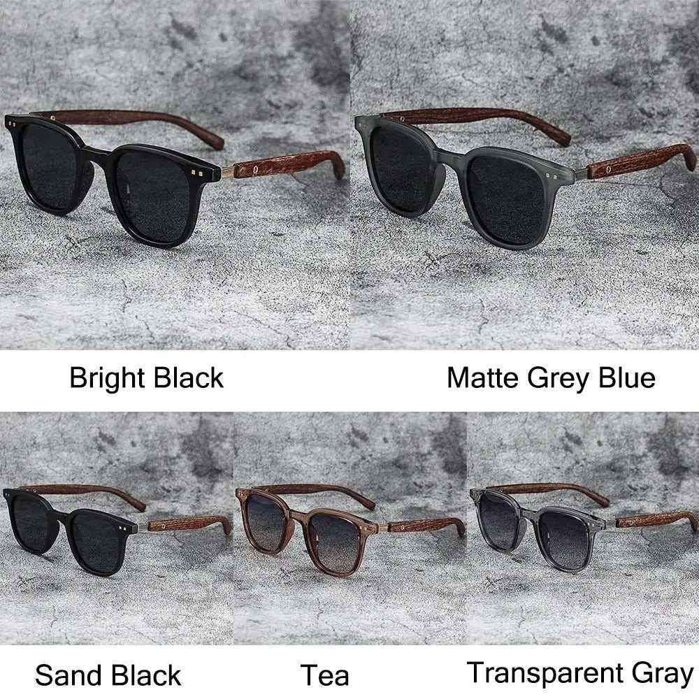 Trendige Retro-Sonnenbrille mit Holzmaserung – polarisierter UV-Schutz für Männer und Frauen, perfekt für Radfahren und Straßenfotografie im Freien