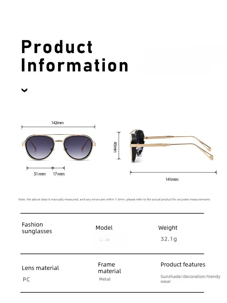 2026 Neue Luxus Steampunk Sonnenbrille, Metallrahmen Ovale Vintage-Brille, Modische Sonnenbrille für Damen, Fahrerbrille für Herren