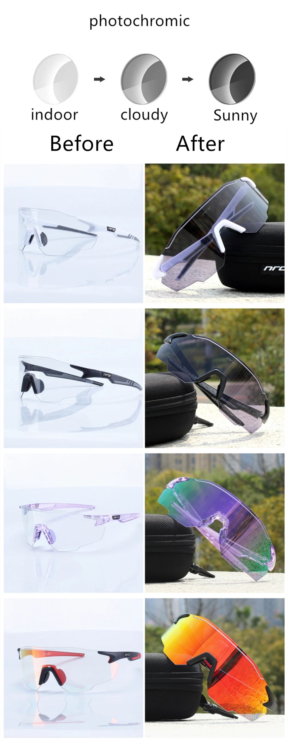 NRC Radfahren Sonnenbrille 1 objektiv UV400 TR90 Sport Fahrrad Brille MTB Mountainbike Angeln Wandern Reiten Brillen für Männer Frauen