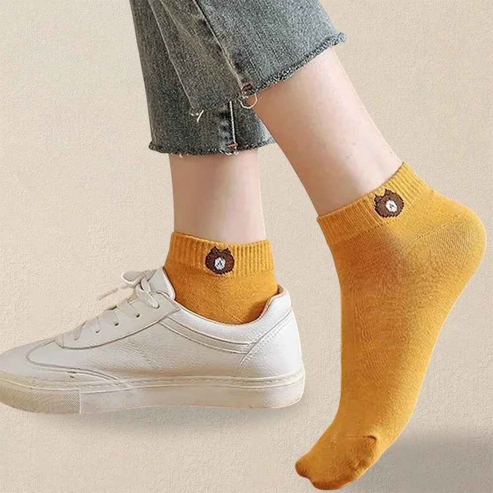 10 Paar Damen-Socken mit Cartoon-Muster, trendige und modische, vielseitige Socken, leichte, atmungsaktive, bequeme Freizeitsocken