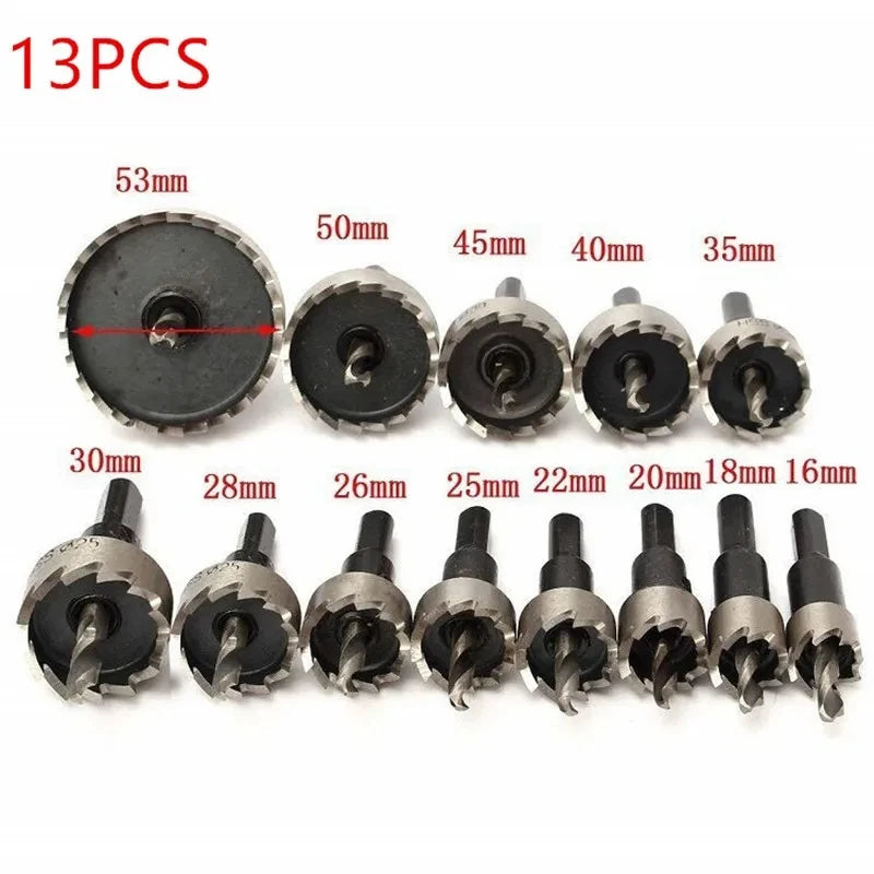 12 Stück! 15–50 mm HSS-Bohrer-Set, Lochsäge, Lochsäge, Bohrset, Handwerkzeug für Holz, Edelstahl, Metalllegierung, Schneiden
