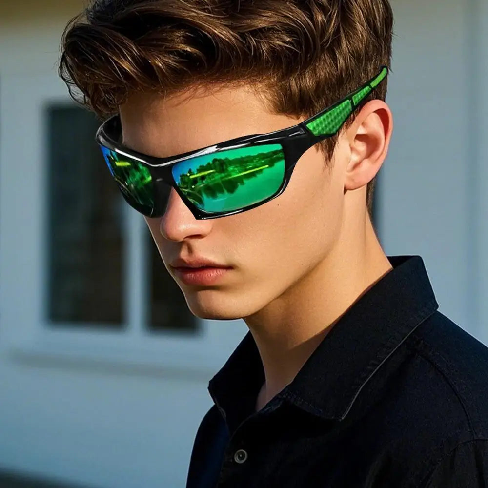 Polarisierte Sonnenbrille für Herren, umfassender Schutz, Sonnenbrille, bequemer, leichter Rahmen, Sportbrille zum Fahren, Angeln