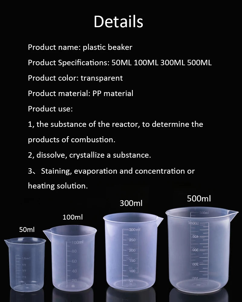 50ml/300ml/500ml/ml liefert heißer Verkauf abgestufter Boro silikat becher Kunststoff Messbecher chemischer Labor becher Kunststoff