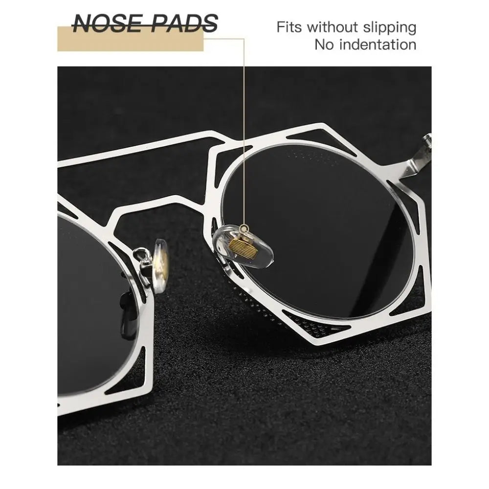 Steampunk Runde Sonnenbrille Frauen Männer Gothic Metall Rahmen Fahren Sonnenbrille Weibliche Stilvolle Goggle UV400 Shades Brillen Oculos