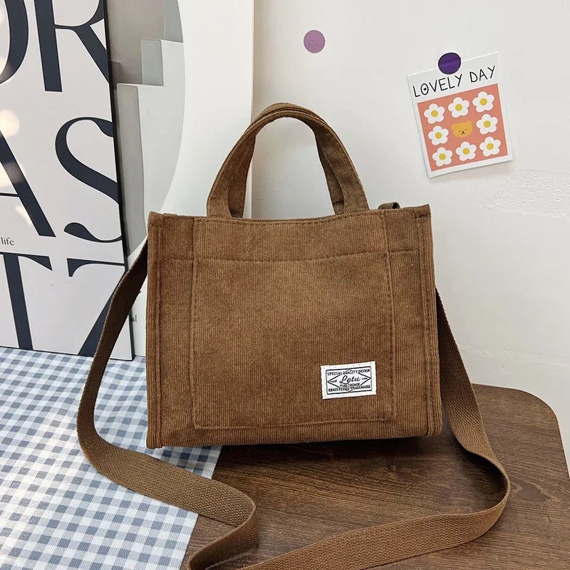 Umhängetasche aus Cord, quadratische Umhängetasche für Damen, lässige Tragetasche, Umhängetasche, Reise-Organizer-Tasche