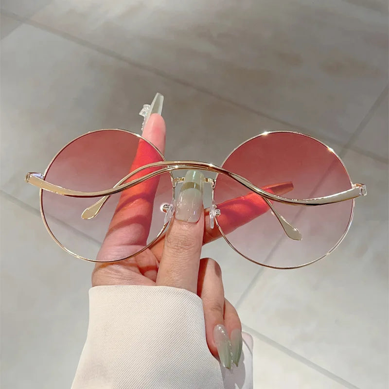 Übergroße runde Sonnenbrille für Damen, neue Mode, Vintage-Stil, Farbverlauf, Retro, trendig, luxuriös, stilvolles Design