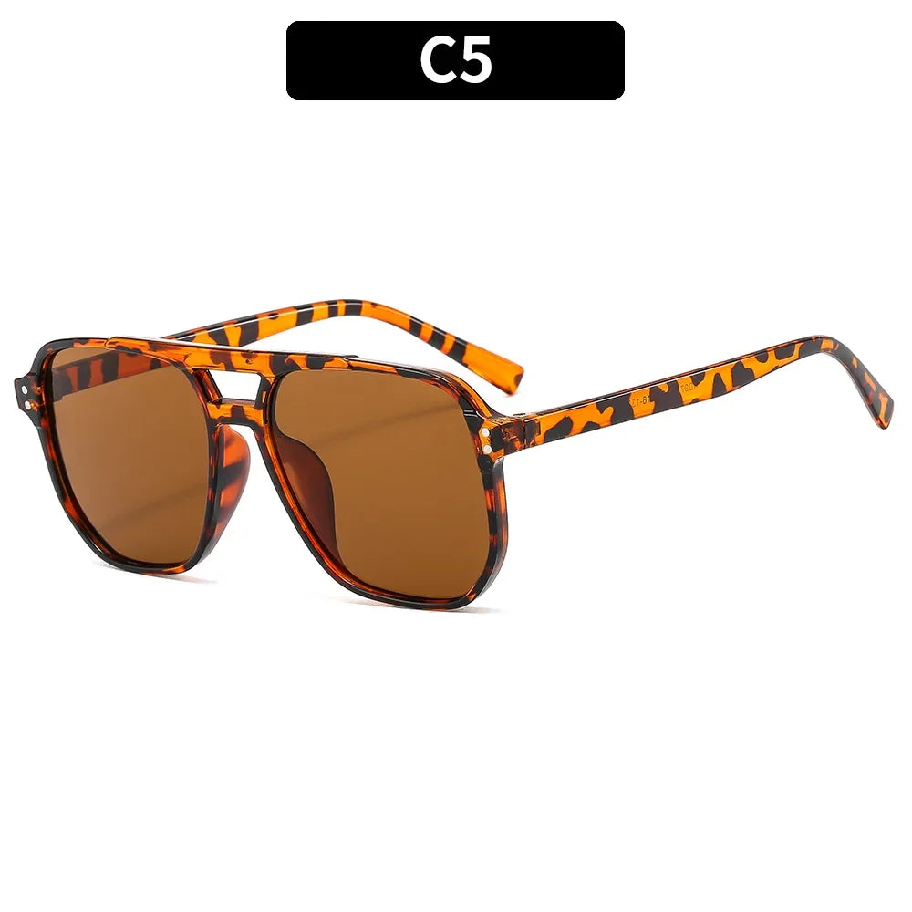 Vintage Quadratische Sonnenbrille für Frauen Männer Dicker Rahmen Doppelte Brücken Brillen Weibliche Chic Polygon Sonnenbrille UV400 Shades