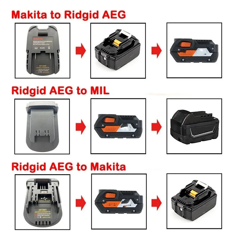 Batterie-Adapter-Konverter für Makita zu für RIDGID AEG, für Ridgid/AEG zu für Makita, für Ridgid/AEG zu für Milwaukee Power Tool
