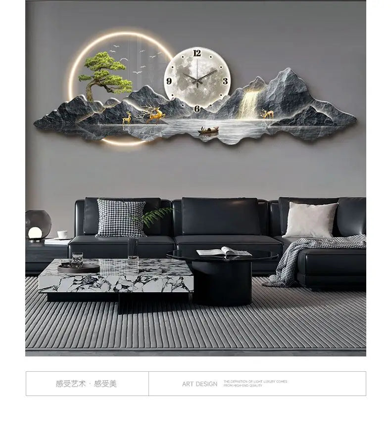 Kreative Uhr Hängen Malerei Wand Dekoration LED Wandbild Wohnzimmer Visuelle Dekoration Hängen Uhr Nordic Hause Dekoration