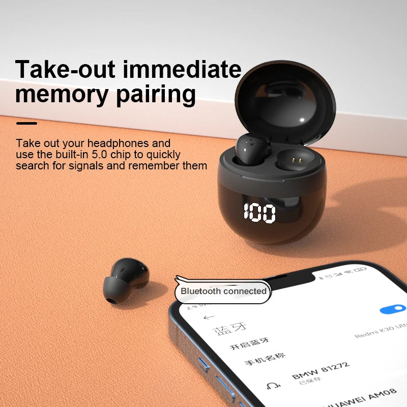 Mini Unsichtbare Kopfhörer Bluetooth 5,3 Kopfhörer Drahtlose Headsets HiFi Stereo Noise Reduction Ohrhörer für Xiaomi iPhone