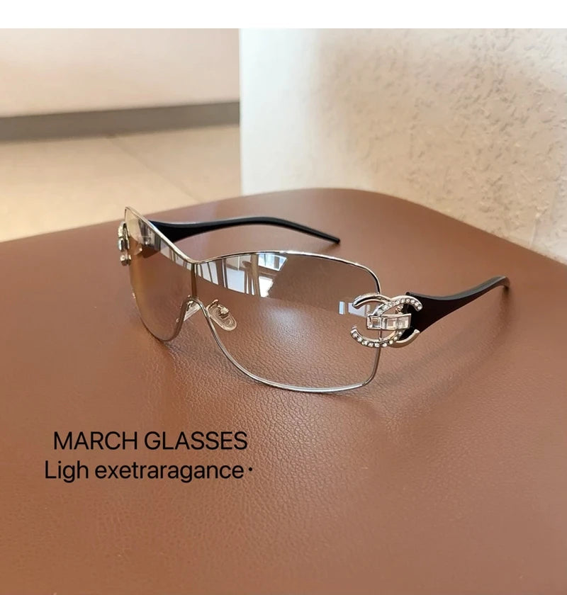 Neue Verbundene Luxus Frauen Sonnenbrille Übergroßen Frau Sonnenbrille Schwarz Brillen Trendy Männer Glas Lentes De Sol Mujer 2025