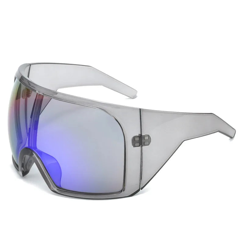 Übergroße Sonnenbrille für Herren, umwickelt, windabweisend, persönlich, große Farbtöne, futuristische Mode, Zukunftsschild, Uv400, Radfahren, Motorrad