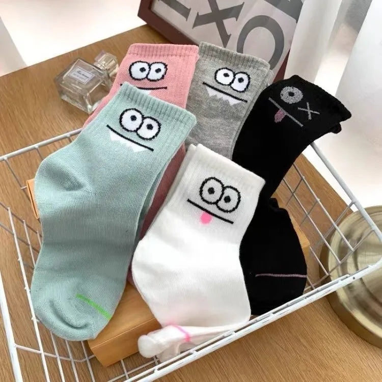 10 Paar Damen-Socken mit Cartoon-Muster, trendige und modische, vielseitige Socken, leichte, atmungsaktive, bequeme Freizeitsocken