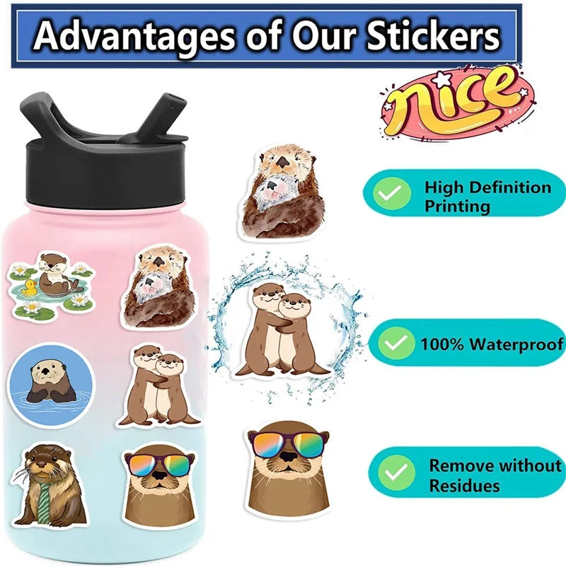 10/30/50PCS Kawaii Otter PVC Aufkleber Ästhetische Koreanische Dekoration Scrapbooking Schreibwaren DIY Hand Buchhaltung Liefert für Kinder