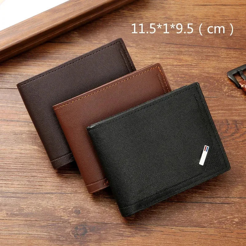 Kurze Herren-Geldbörse aus Leder, dünne Geldbörse, faltbar, minimalistisch, weiches Leder