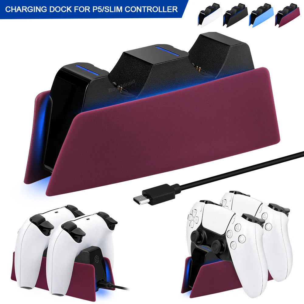 5 FARBEN für PS5-Controller, Ladestation, Dual-Schnellladestation für PS5, Typ C und PS5-Edge-Game-Controller mit LED-Anzeige