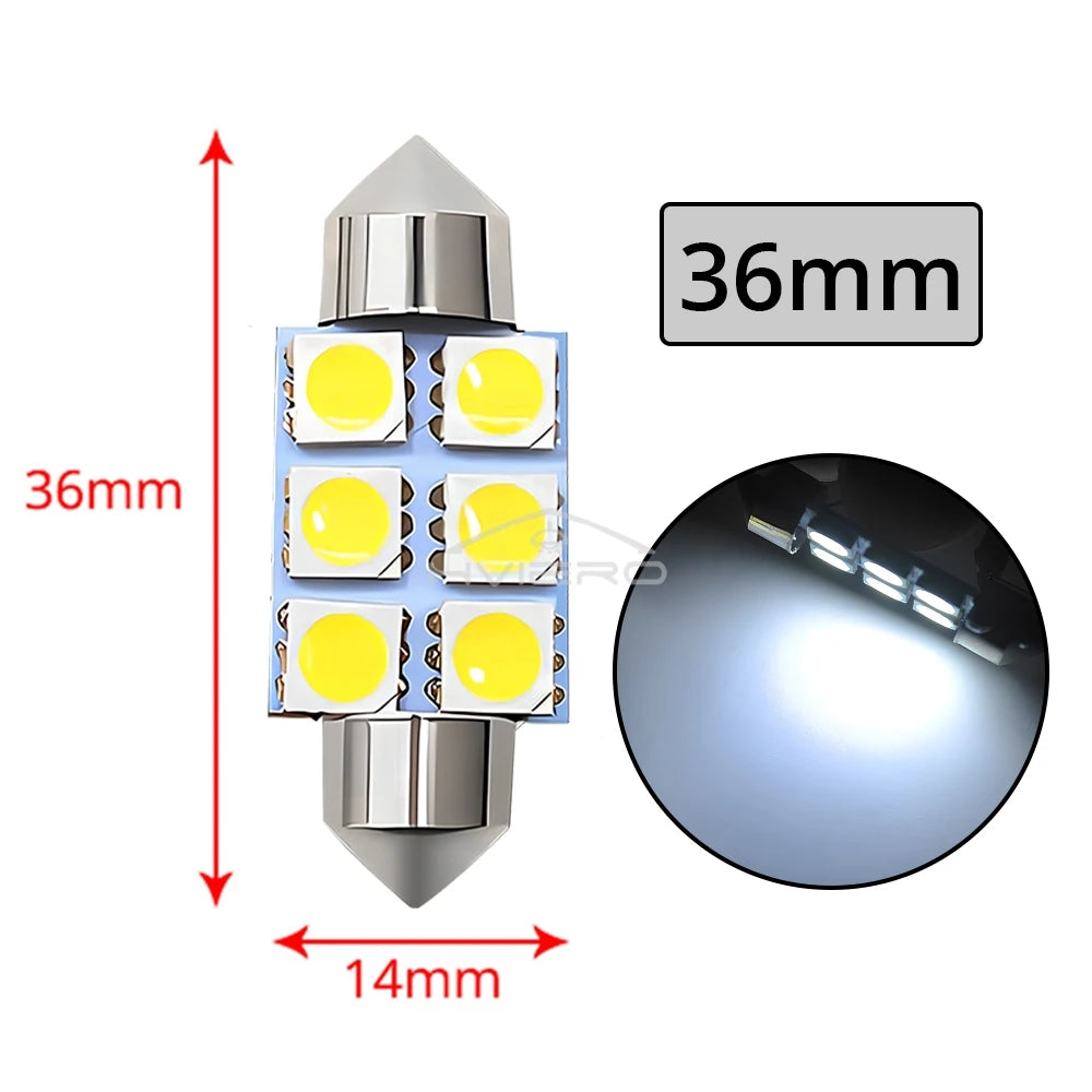10PCS 5050 6Led DC 12v Weiße Led 31mm 36mm 39mm 41mm C5w C10w innen Girlande Dome Gepäck Lampe Lesen Birne Tür Lesen Beleuchtung