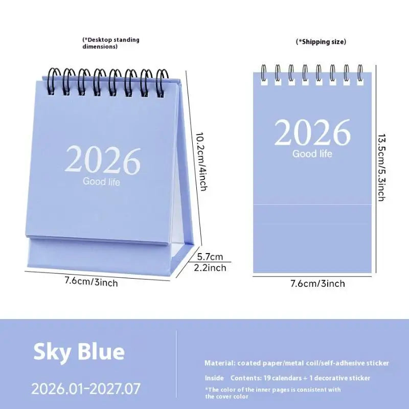 【MAX-55】Mini-Tischkalender 2026, kleiner Stand-Flip-Wochenkalender, kreativer Spulenkalender, Planer für die tägliche Zeitplanplanung