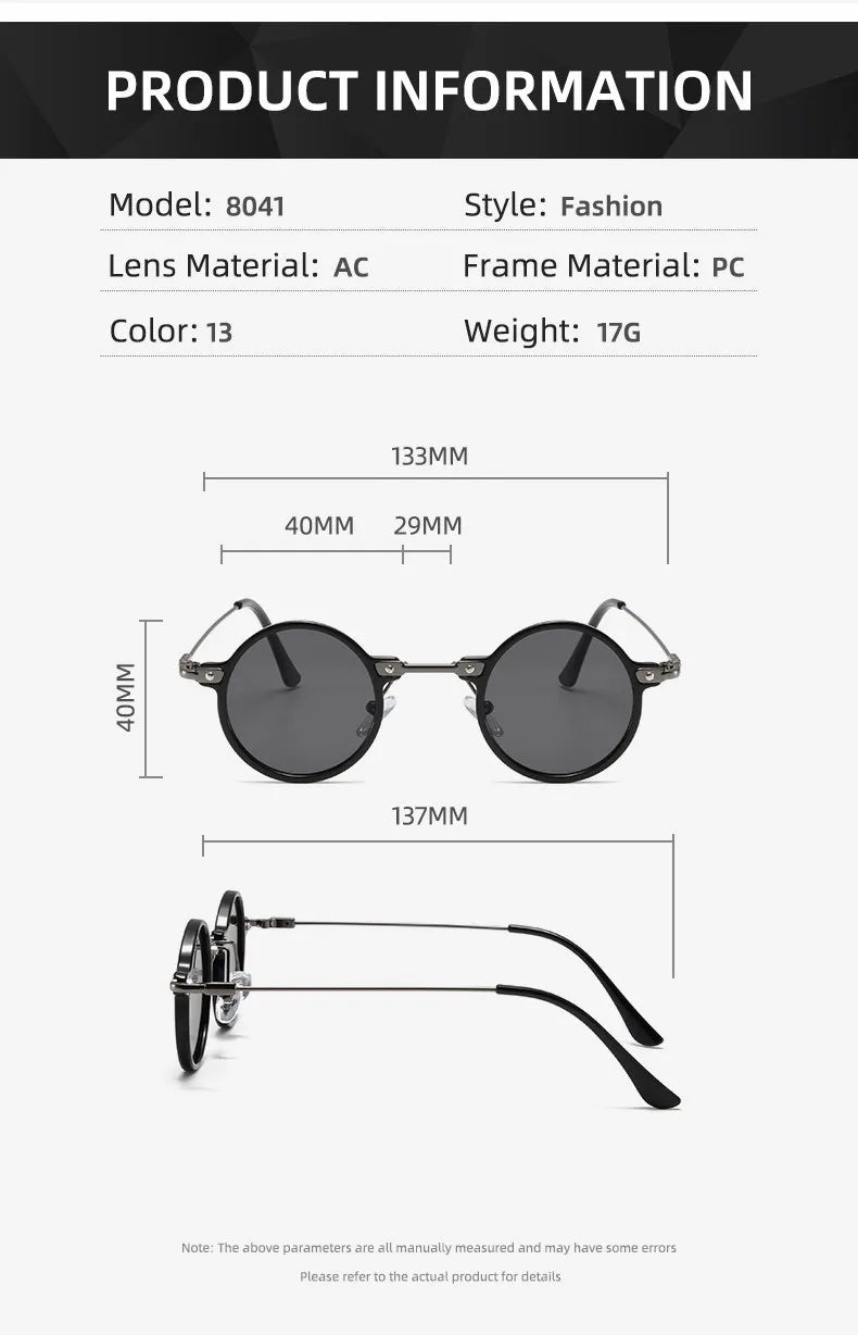 Runde Sonnenbrille für Männer Frauen Retro Steampunk Sonnenbrille männlich weiblich Marke Designer Metallrahmen Brillen Sonnenbrillen oculos de sol