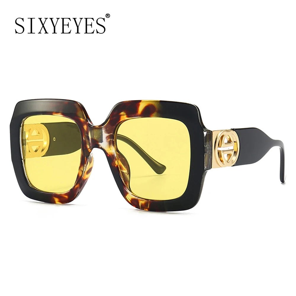 2024 Retro übergroße quadratische Sonnenbrille Frauen Luxusmarke Big Frame Sonnenbrille für Männer Vintage Punk Shades UV400 Tendy Brillen